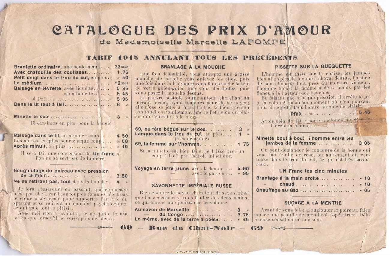 Catalogue des prix d'amour