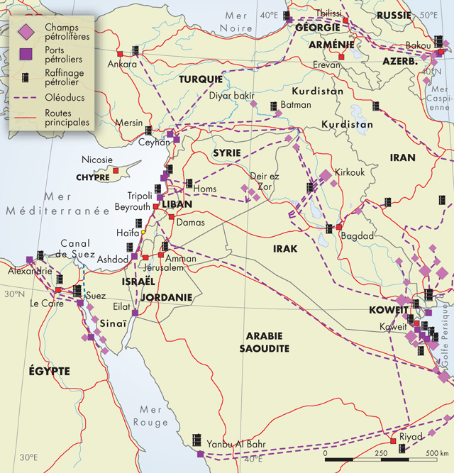 Les infrastructures pétrolières au Moyen-Orient