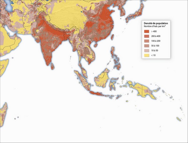 Forte densité de population en Asie